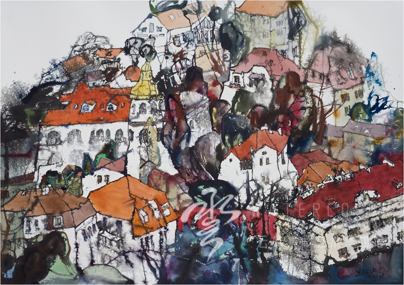 王绍波 《岛城》 78*108cm 2022年